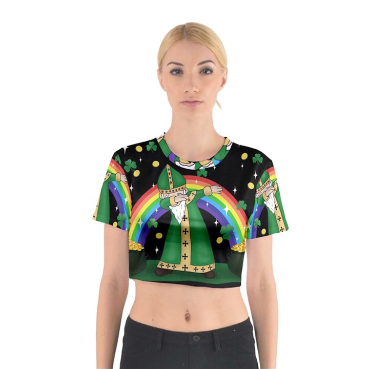  St. Patrick  Dabbing Cotton Crop Top