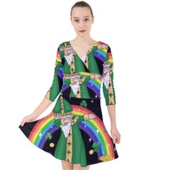  St  Patrick  Dabbing Quarter Sleeve Front Wrap Dress	 by Valentinaart