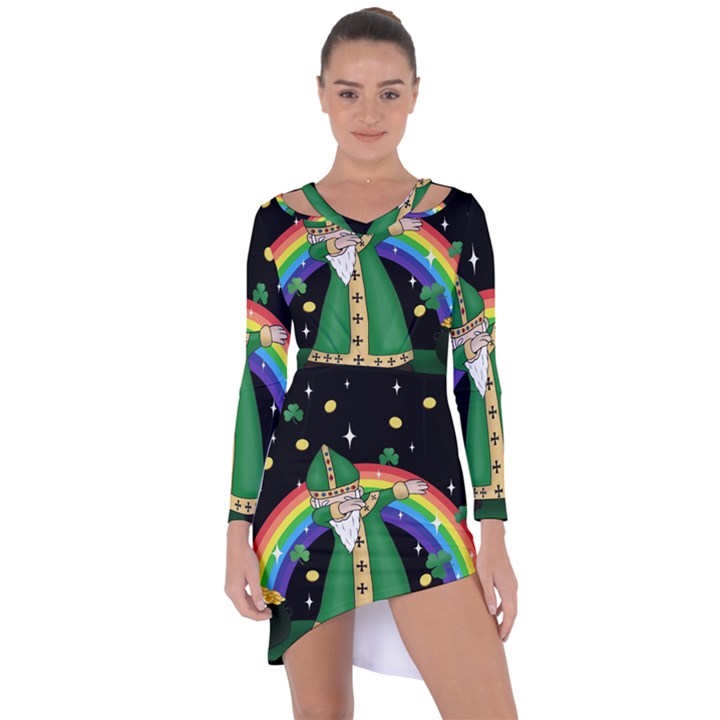  St. Patrick  Dabbing Asymmetric Cut-Out Shift Dress