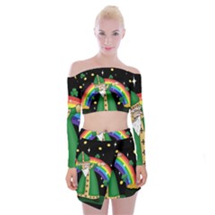  St  Patrick  Dabbing Off Shoulder Top With Mini Skirt Set