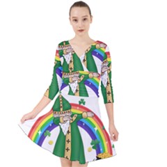  St  Patrick  Dabbing Quarter Sleeve Front Wrap Dress	 by Valentinaart