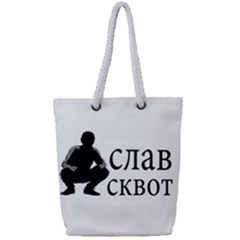 Slav Squat Full Print Rope Handle Tote (small) by Valentinaart