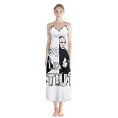 Squat Like Putin Button Up Chiffon Maxi Dress by Valentinaart