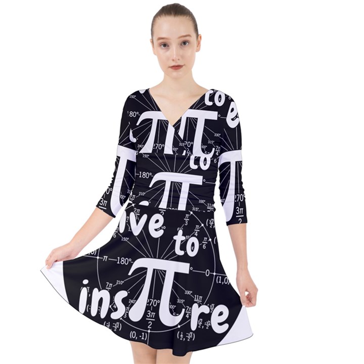 Pi day Quarter Sleeve Front Wrap Dress	