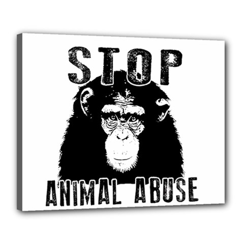 Stop Animal Abuse - Chimpanzee  Canvas 20  X 16  by Valentinaart