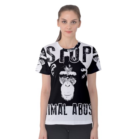 Stop Animal Abuse - Chimpanzee  Women s Cotton Tee by Valentinaart