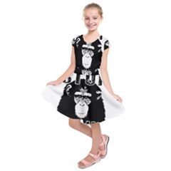 Stop Animal Abuse - Chimpanzee  Kids  Short Sleeve Dress by Valentinaart