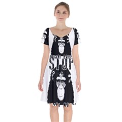 Stop Animal Abuse - Chimpanzee  Short Sleeve Bardot Dress by Valentinaart