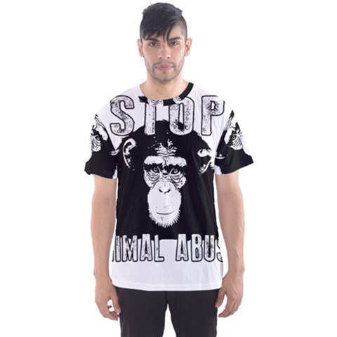 Stop Animal Abuse - Chimpanzee  Men s Sports Mesh Tee by Valentinaart