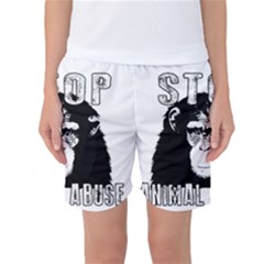 Stop Animal Abuse - Chimpanzee  Women s Basketball Shorts by Valentinaart