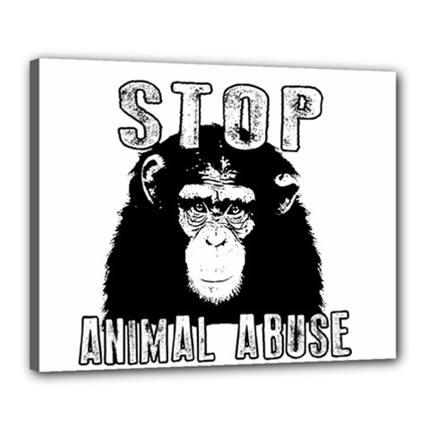 Stop Animal Abuse - Chimpanzee  Canvas 20  X 16  by Valentinaart