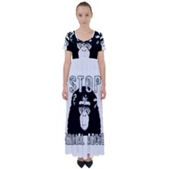 Stop Animal Abuse - Chimpanzee  High Waist Short Sleeve Maxi Dress