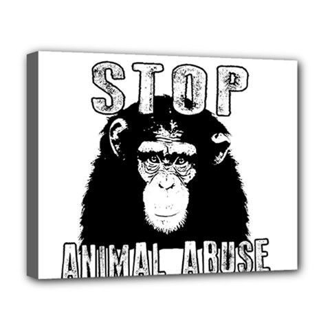 Stop Animal Abuse - Chimpanzee  Deluxe Canvas 20  X 16   by Valentinaart