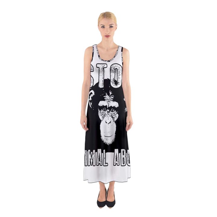 Stop Animal Abuse - Chimpanzee  Sleeveless Maxi Dress