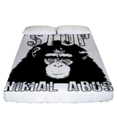 Stop Animal Abuse - Chimpanzee  Fitted Sheet (california King Size) by Valentinaart