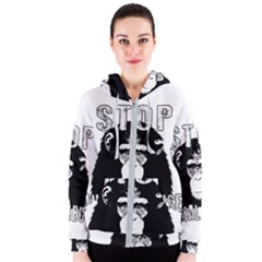 Stop Animal Abuse - Chimpanzee  Women s Zipper Hoodie by Valentinaart