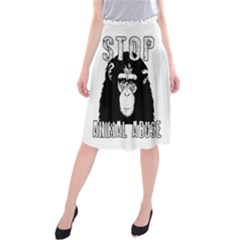 Stop Animal Abuse - Chimpanzee  Midi Beach Skirt by Valentinaart