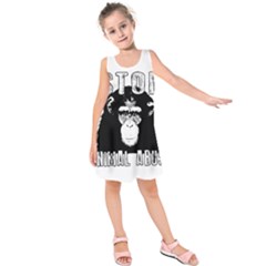 Stop Animal Abuse - Chimpanzee  Kids  Sleeveless Dress by Valentinaart