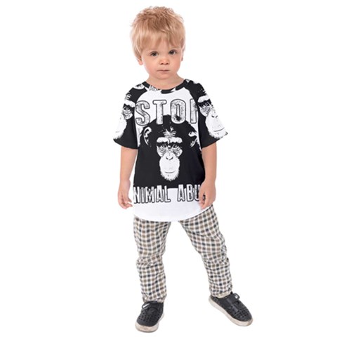 Stop Animal Abuse - Chimpanzee  Kids Raglan Tee by Valentinaart