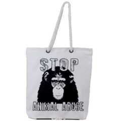 Stop Animal Abuse - Chimpanzee  Full Print Rope Handle Tote (large) by Valentinaart