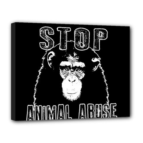 Stop Animal Abuse - Chimpanzee  Canvas 14  X 11  by Valentinaart