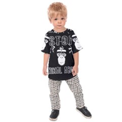 Stop Animal Abuse - Chimpanzee  Kids Raglan Tee