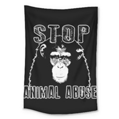 Stop Animal Abuse - Chimpanzee  Large Tapestry by Valentinaart