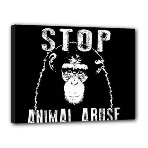 Stop Animal Abuse - Chimpanzee  Canvas 16  X 12  by Valentinaart