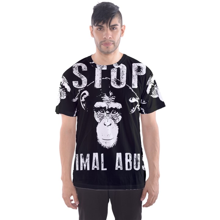 Stop Animal Abuse - Chimpanzee  Men s Sports Mesh Tee