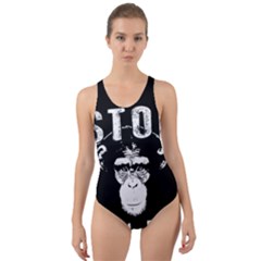 Stop Animal Abuse - Chimpanzee  Cut-out Back One Piece Swimsuit