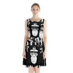 Stop Animal Abuse - Chimpanzee  Sleeveless Waist Tie Chiffon Dress by Valentinaart