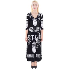 Stop Animal Abuse - Chimpanzee  Quarter Sleeve Wrap Maxi Dress by Valentinaart