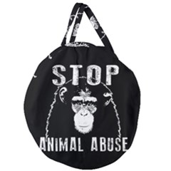 Stop Animal Abuse - Chimpanzee  Giant Round Zipper Tote