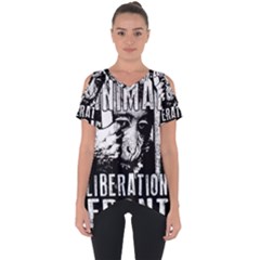 Animal Liberation Front - Chimpanzee  Cut Out Side Drop Tee by Valentinaart