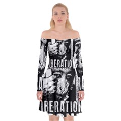 Animal Liberation Front - Chimpanzee  Off Shoulder Skater Dress by Valentinaart