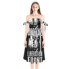 Animal Liberation Front - Chimpanzee  Shoulder Tie Bardot Midi Dress by Valentinaart