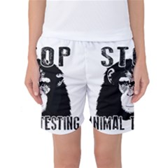 Stop Animal Testing - Chimpanzee  Women s Basketball Shorts by Valentinaart