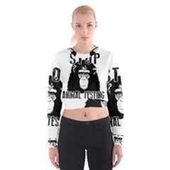 Stop Animal Testing - Chimpanzee  Cropped Sweatshirt by Valentinaart