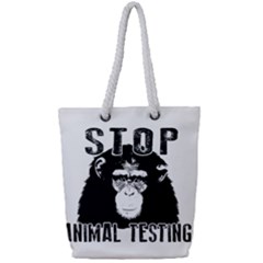 Stop Animal Testing - Chimpanzee  Full Print Rope Handle Tote (small) by Valentinaart