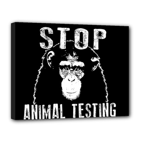 Stop Animal Testing - Chimpanzee  Canvas 14  X 11  by Valentinaart