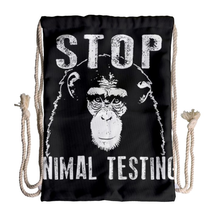 Stop Animal Testing - Chimpanzee  Drawstring Bag (Large)