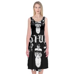 Stop Animal Testing - Chimpanzee  Midi Sleeveless Dress by Valentinaart