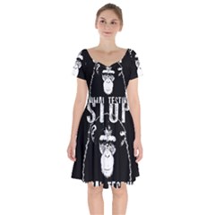 Stop Animal Testing - Chimpanzee  Short Sleeve Bardot Dress by Valentinaart