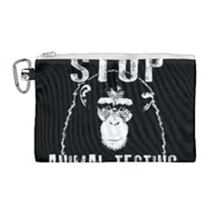 Stop Animal Testing - Chimpanzee  Canvas Cosmetic Bag (large) by Valentinaart