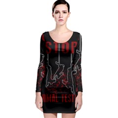 Stop Animal Testing - Rabbits  Long Sleeve Bodycon Dress by Valentinaart