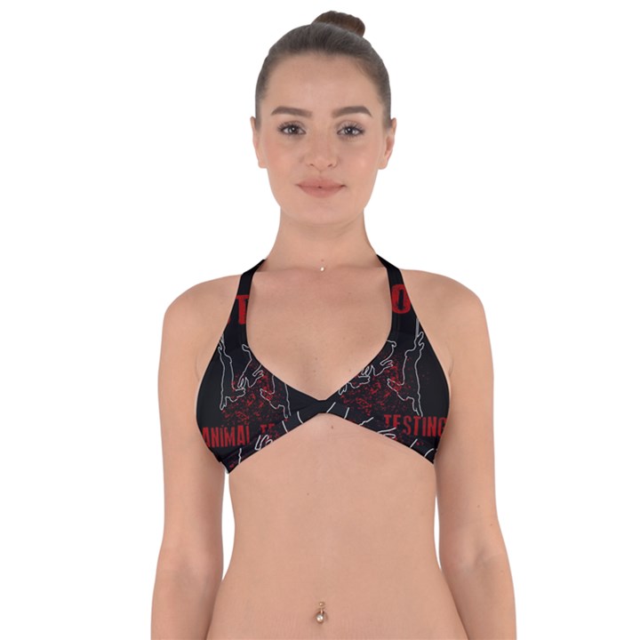 Stop Animal Testing - Rabbits  Halter Neck Bikini Top