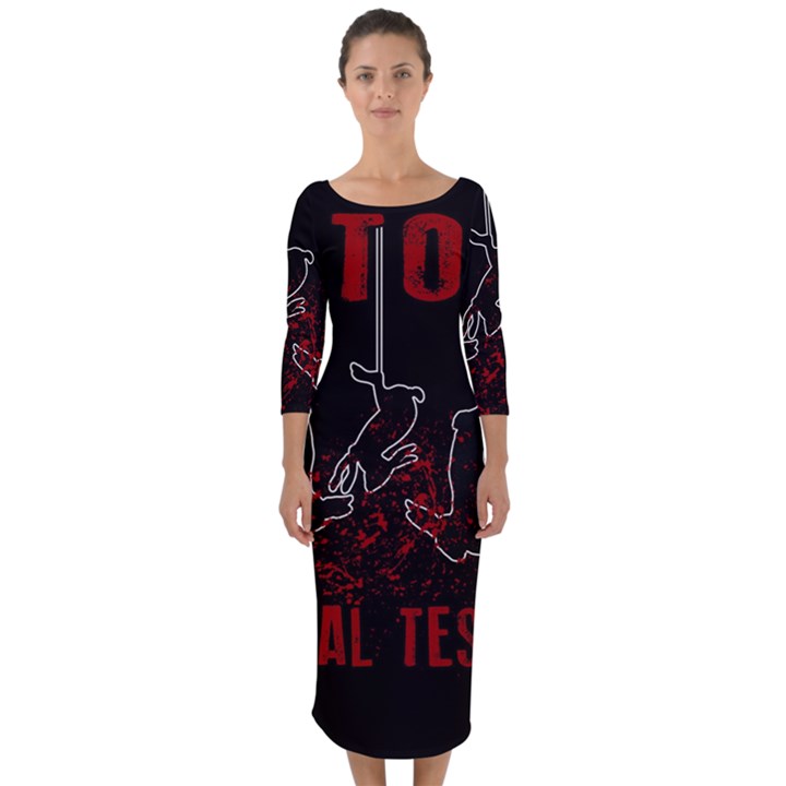 Stop Animal Testing - Rabbits  Quarter Sleeve Midi Bodycon Dress