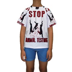 Stop Animal Testing - Rabbits  Kids  Short Sleeve Swimwear by Valentinaart