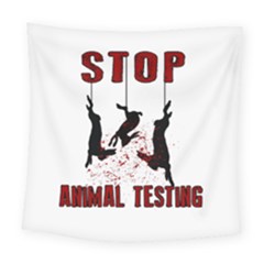 Stop Animal Testing - Rabbits  Square Tapestry (large) by Valentinaart