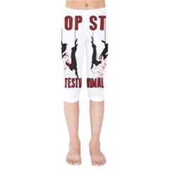 Stop Animal Testing - Rabbits  Kids  Capri Leggings  by Valentinaart